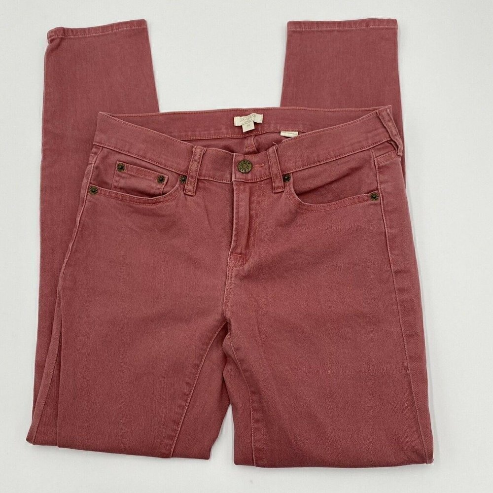 J. Crew Womens Size 25x26 Toothpick Skinny Ankle Cropped Rose Pink Jeans